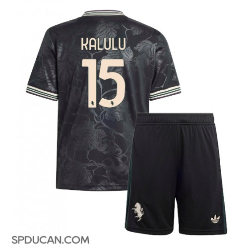 Dječji Nogometni Dres Juventus Pierre Kalulu #15 Rezervni 2025-26 Kratak Rukav (+ Kratke hlače)